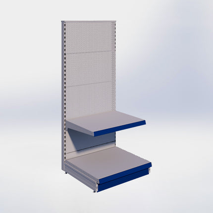 Kopstelling perforatie - H180 x B80 x D67 cm - 2 niveaus - Grijs