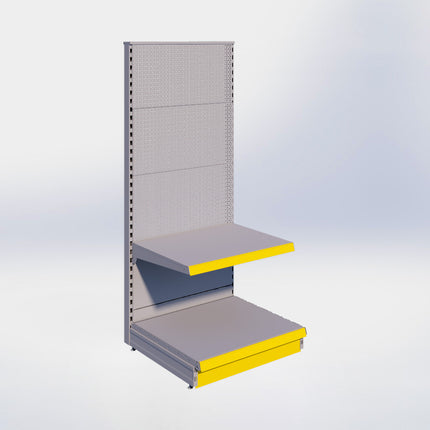 Kopstelling perforatie - H180 x B80 x D67 cm - 2 niveaus - Grijs