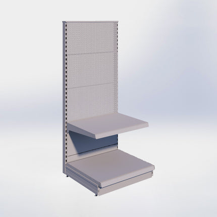 Kopstelling perforatie - H180 x B80 x D67 cm - 2 niveaus - Grijs