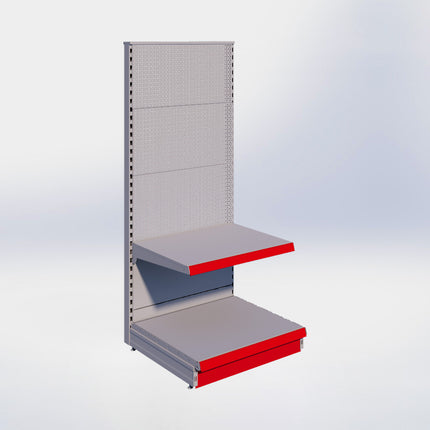 Kopstelling perforatie - H180 x B80 x D67 cm - 2 niveaus - Grijs