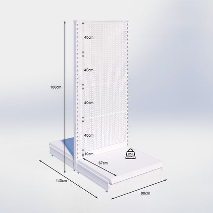 Middenstelling perforatie - H180 x B80 x D67 cm - 1 niveau - Zwart
