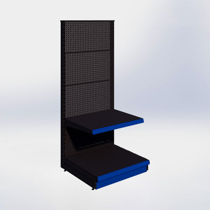 Kopstelling perforatie - H180 x B80 x D67 cm - 2 niveaus - Zwart