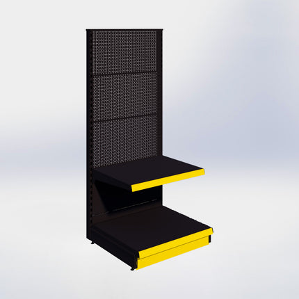 Kopstelling perforatie - H180 x B80 x D67 cm - 2 niveaus - Zwart