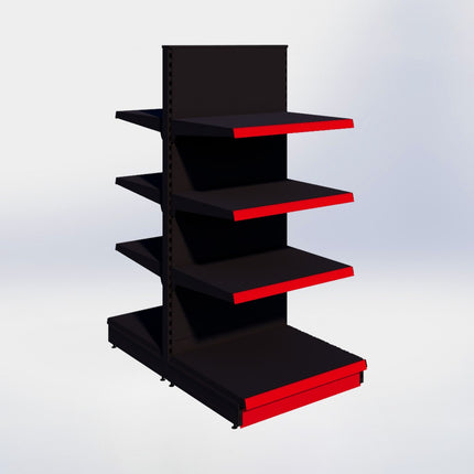 Middenstelling - H180 x B80 x D67 cm - 4 niveaus - Zwart