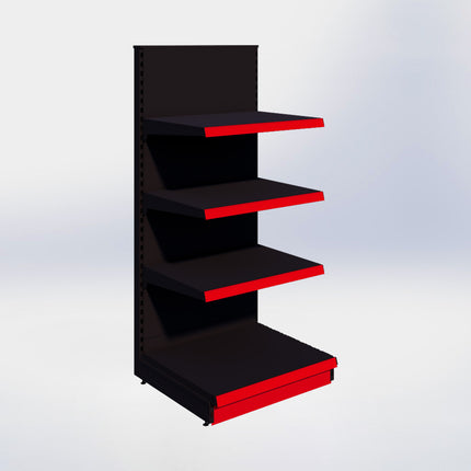 Kopstelling - H180 x B80 x D67 cm - 4 niveaus - Zwart