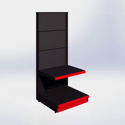 Kopstelling perforatie - H180 x B80 x D67 cm - 2 niveaus - Zwart