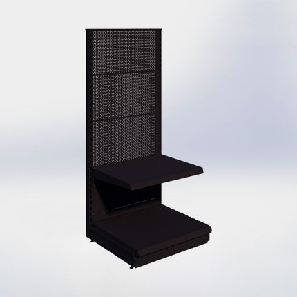 Kopstelling perforatie - H180 x B80 x D67 cm - 2 niveaus - Zwart