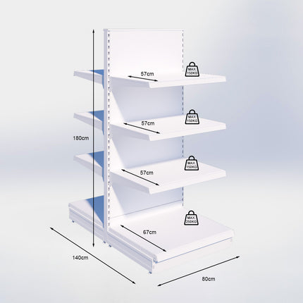 Middenstelling - H180 x B80 x D67 cm - 4 niveaus - Antraciet