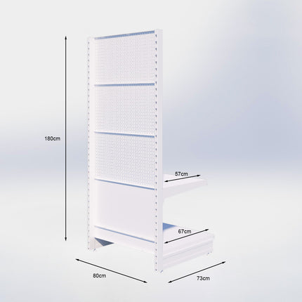 Kopstelling perforatie - H180 x B80 x D67 cm - 2 niveaus - Zwart