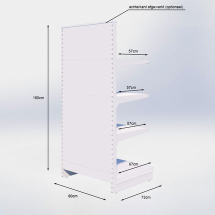 Kopstelling - H180 x B80 x D67 cm - 4 niveaus - Zwart