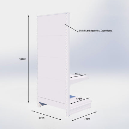 Kopstelling perforatie - H180 x B80 x D67 cm - 2 niveaus - Zwart