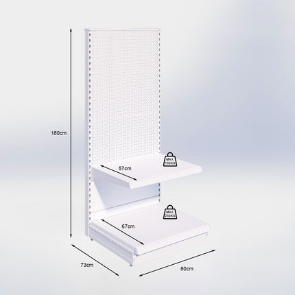 Kopstelling perforatie - H180 x B80 x D67 cm - 2 niveaus - Zwart