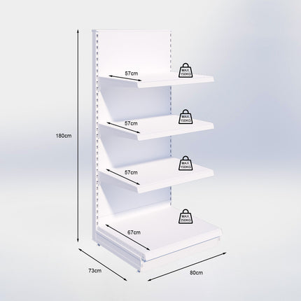 Kopstelling - H180 x B80 x D67 cm - 4 niveaus - Zwart