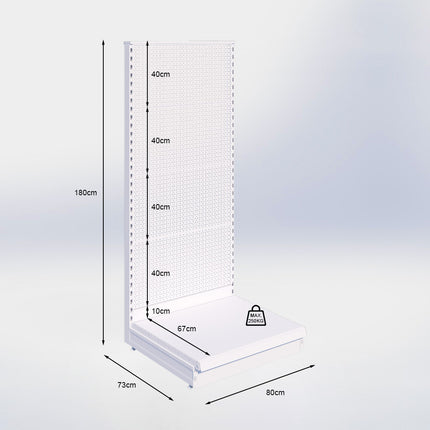 Kopstelling perforatie - H180 x B80 x D67 cm - 1 niveau - Zwart