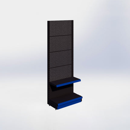 Wandstelling perforatie - H215 x B80 x D37 cm - 2 niveaus - Zwart