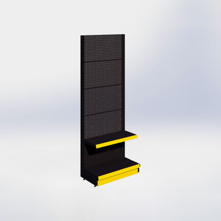 Wandstelling perforatie - H215 x B80 x D37 cm - 2 niveaus - Zwart