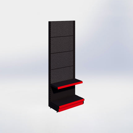 Wandstelling perforatie - H215 x B80 x D37 cm - 2 niveaus - Zwart