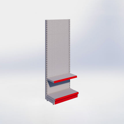 Wandstelling perforatie - H215 x B80 x D37 cm - 2 niveaus - Grijs