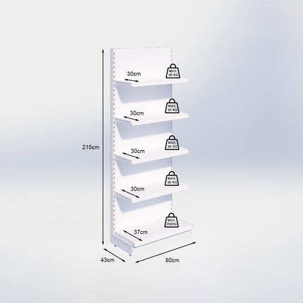 Wandstelling - H215 x B80 x D37 cm - 5 niveaus - Antraciet