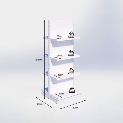 Middenstelling - H215 x B80 x D37 cm - 4 niveaus - Grijs