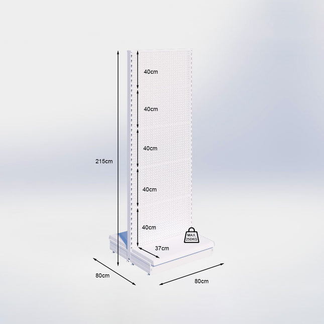 Middenstelling perforatie - H215 x B80 x D37 cm - 1 niveau - Grijs