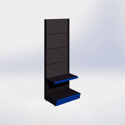 Wandstelling perforatie - H215 x B80 x D47 cm - 2 niveaus - Zwart