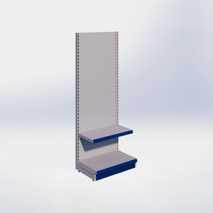 Wandstelling perforatie - H215 x B80 x D47 cm - 2 niveaus - Grijs