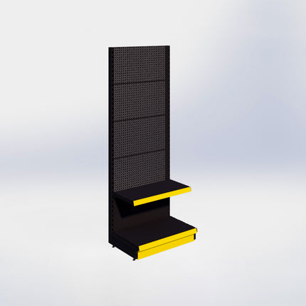 Wandstelling perforatie - H215 x B80 x D47 cm - 2 niveaus - Zwart