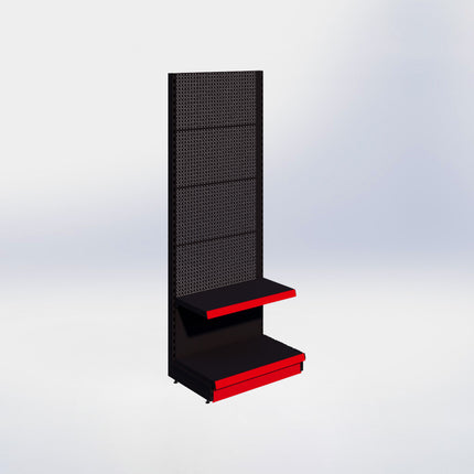 Wandstelling perforatie - H215 x B80 x D47 cm - 2 niveaus - Zwart