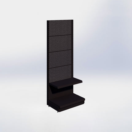 Wandstelling perforatie - H215 x B80 x D47 cm - 2 niveaus - Zwart