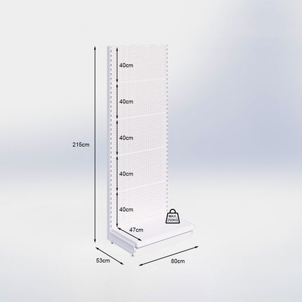 Wandstelling perforatie - H215 x B80 x D47 cm - 1 niveau - Zwart
