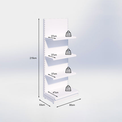 Wandstelling - H215 x B80 x D47 cm - 4 niveaus - Zwart