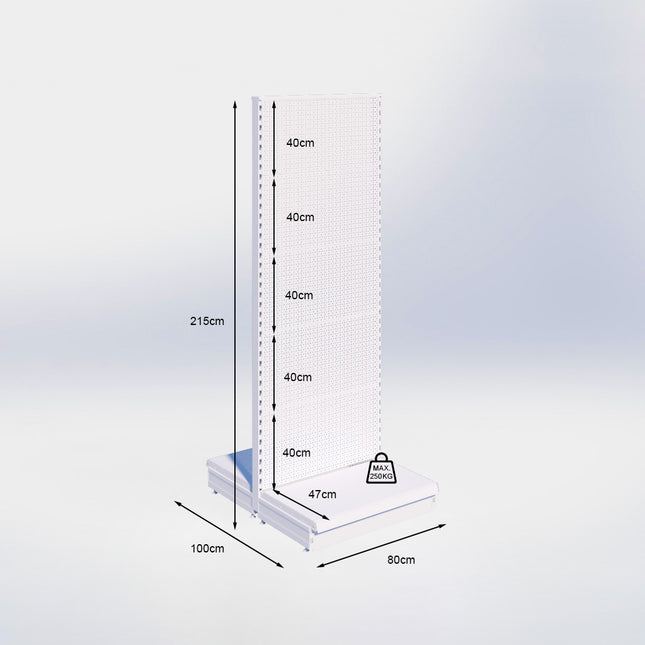 Middenstelling perforatie - H215 x B80 x D47 cm - 1 niveau - Grijs