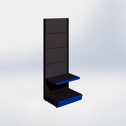 Wandstelling perforatie - H215 x B80 x D57 cm - 2 niveaus - Zwart