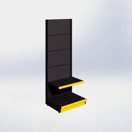 Wandstelling perforatie - H215 x B80 x D57 cm - 2 niveaus - Zwart