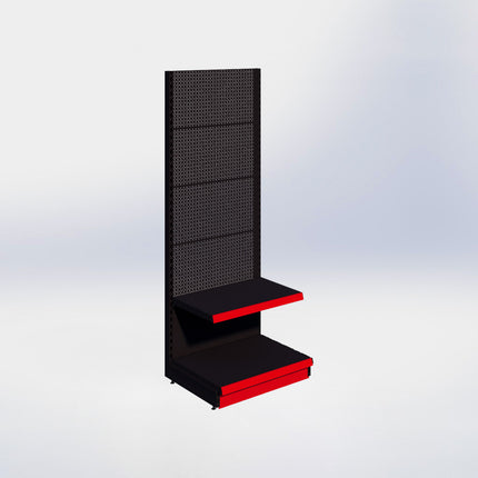 Wandstelling perforatie - H215 x B80 x D57 cm - 2 niveaus - Zwart