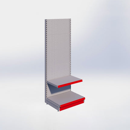 Wandstelling perforatie - H215 x B80 x D57 cm - 2 niveaus - Grijs