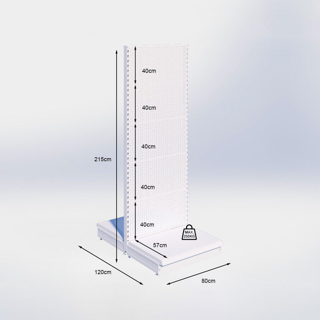 Middenstelling perforatie - H215 x B80 x D57 cm - 1 niveau - Grijs