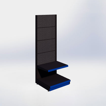 Wandstelling perforatie - H215 x B80 x D67 cm - 2 niveaus - Zwart