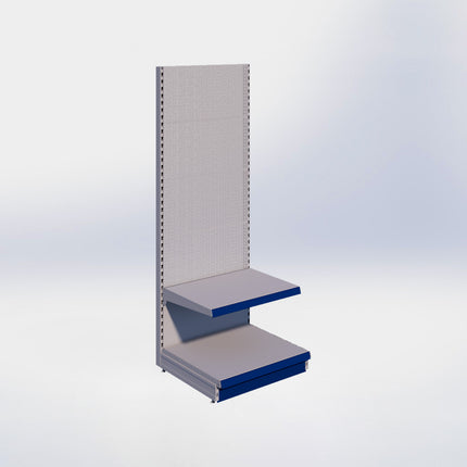 Wandstelling perforatie - H215 x B80 x D67 cm - 2 niveaus - Grijs