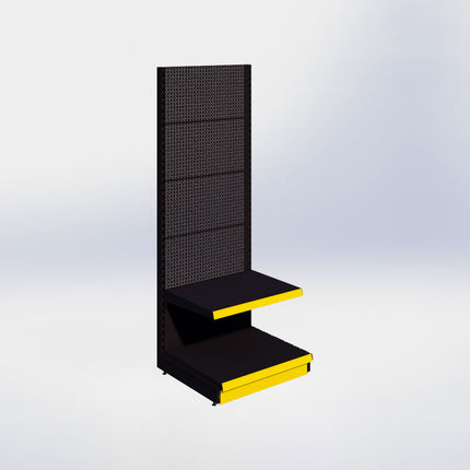 Wandstelling perforatie - H215 x B80 x D67 cm - 2 niveaus - Zwart