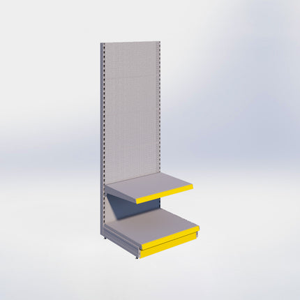 Wandstelling perforatie - H215 x B80 x D67 cm - 2 niveaus - Grijs