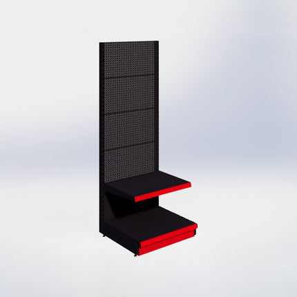 Wandstelling perforatie - H215 x B80 x D67 cm - 2 niveaus - Zwart