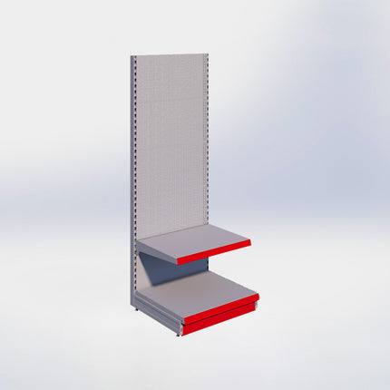 Wandstelling perforatie - H215 x B80 x D67 cm - 2 niveaus - Grijs