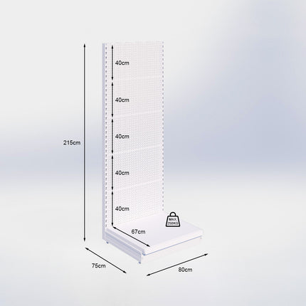 Wandstelling perforatie - H215 x B80 x D67 cm - 1 niveau - Zwart