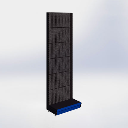 Wandstelling perforatie - H250 x B80 x D37 cm - 1 niveau - Zwart