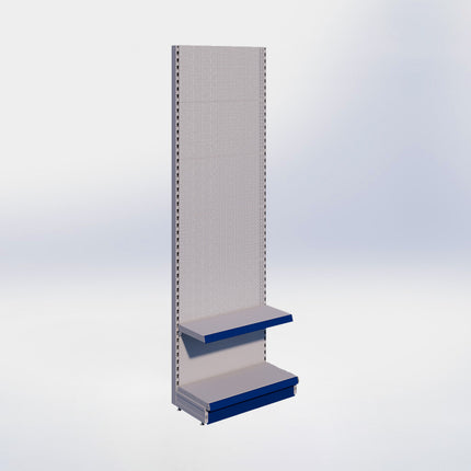 Wandstelling perforatie - H250 x B80 x D37 cm - 2 niveaus - Grijs