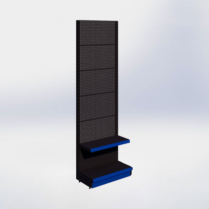 Wandstelling perforatie - H250 x B80 x D37 cm - 2 niveaus - Zwart