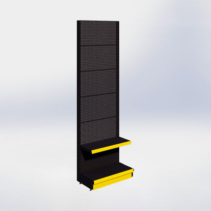 Wandstelling perforatie - H250 x B80 x D37 cm - 2 niveaus - Zwart