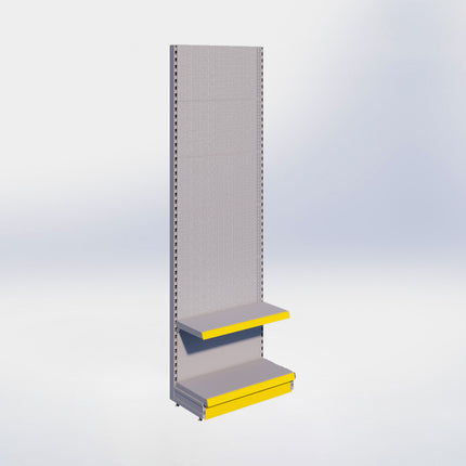 Wandstelling perforatie - H250 x B80 x D37 cm - 2 niveaus - Grijs